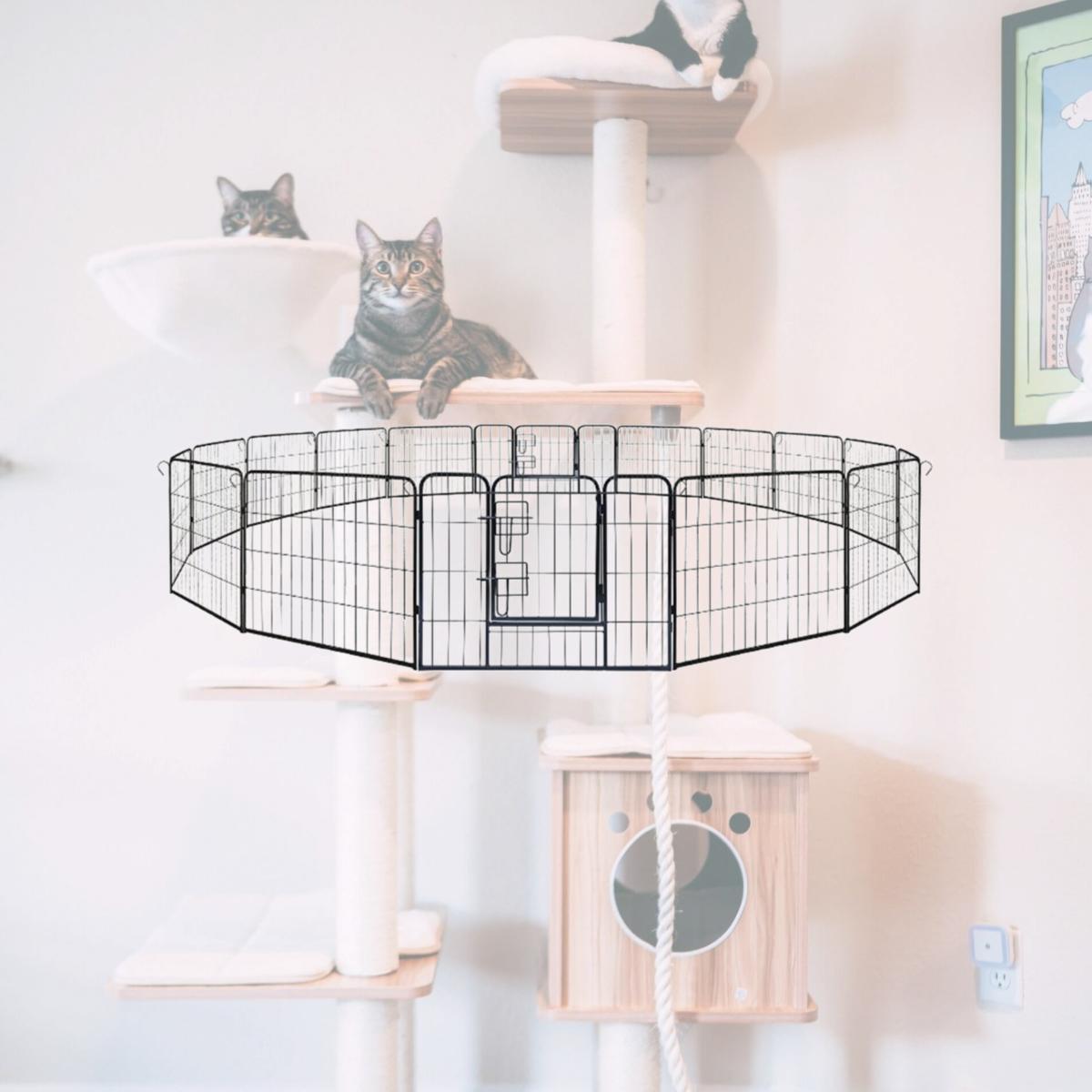 Picture of Aleko 2DK32X32-UNB 32 x 32 in. Heavy Duty Pet Playpen Dog Kennel Pen Exercise Cage Fence - 16 Panel