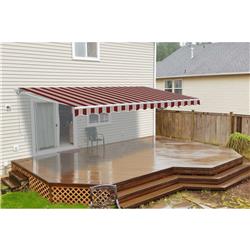 Retractable Motorized 8 x 6.5 Feet Home Patio Canopy Awning Sunshade Multiple Stripe Red -  ALEKO, AWM8X6.5MSTRE19-UNB