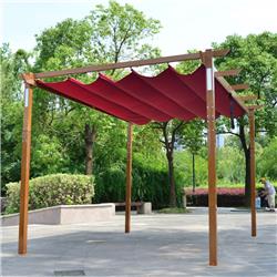 Picture of Aleko PERG10X13LBG-UNB 13 x 10 ft. Aluminum Outdoor Retractable Pergola with Solar Powered LED Lamps & Wooden Finish&#44; Burgundy