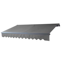 AB12X10GY80 12 x 10 ft. Black Frame Retractable Home Patio Canopy Awning, Grey