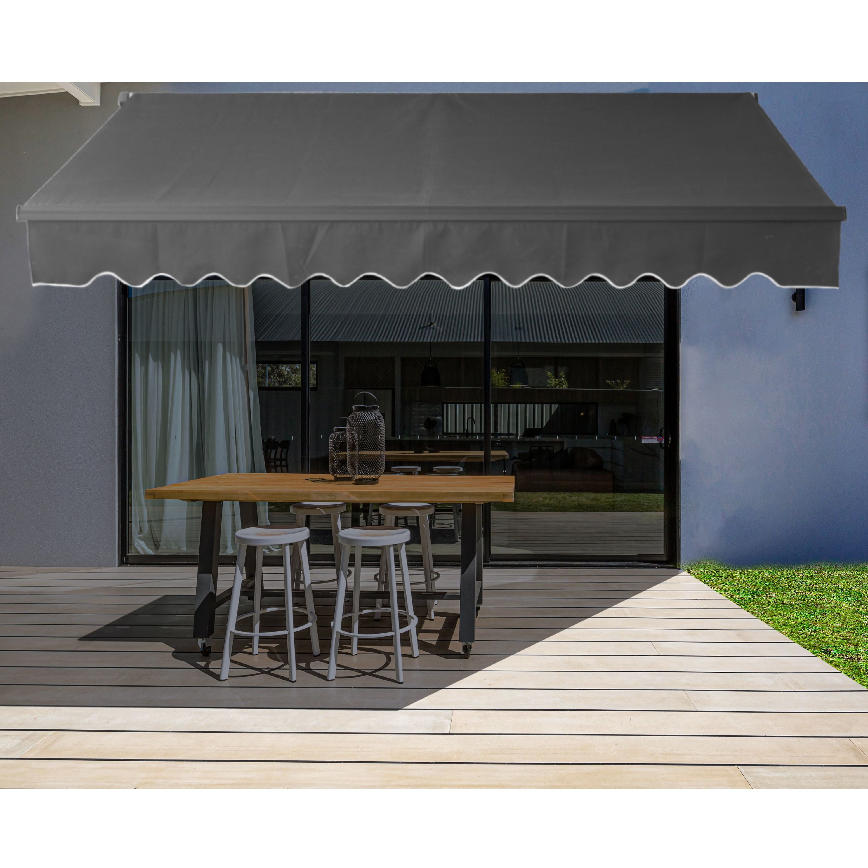AB13X10BK81 13 x 10 ft. Black Frame Retractable Home Patio Canopy Awning, Black