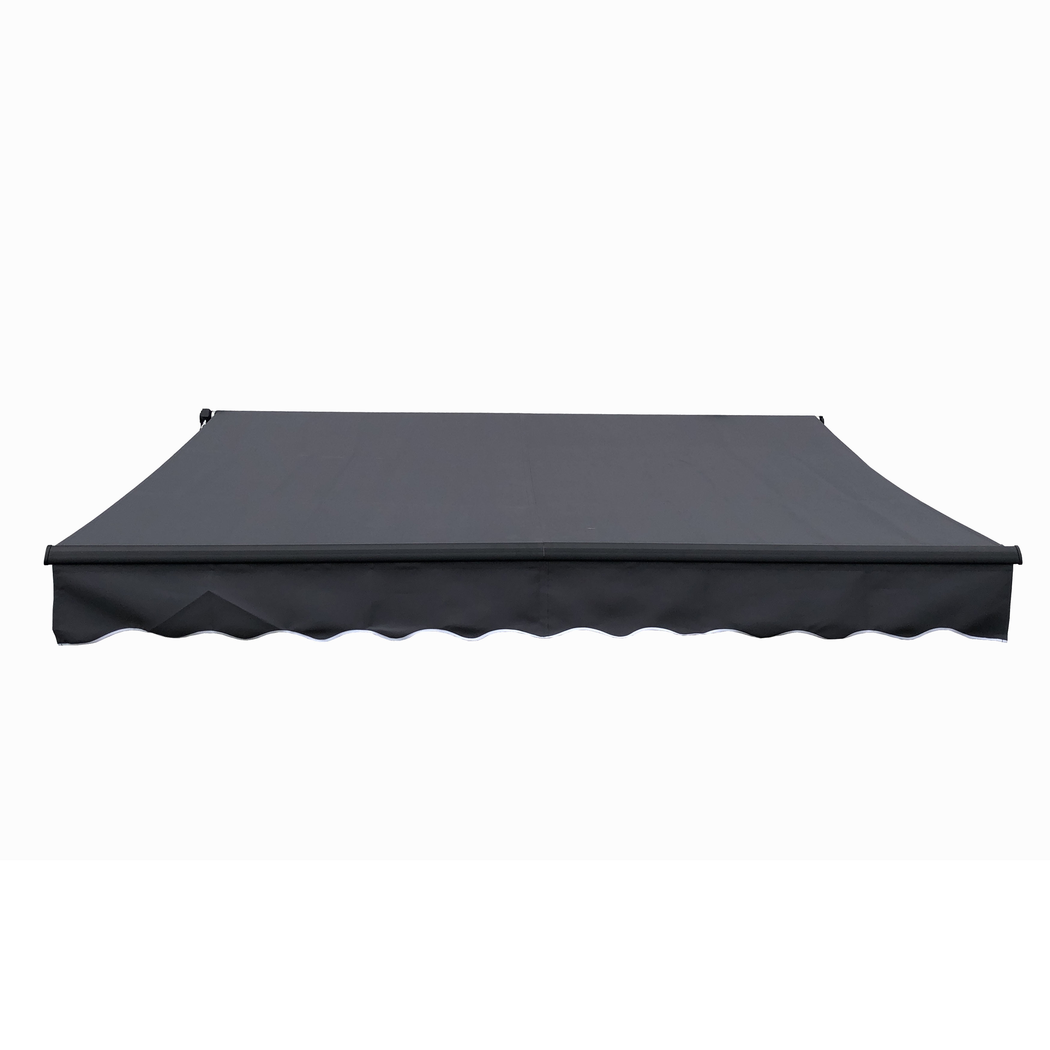 10 x 8 ft. Motorized Black Frame Retractable Home Patio Canopy Awning, Grey
