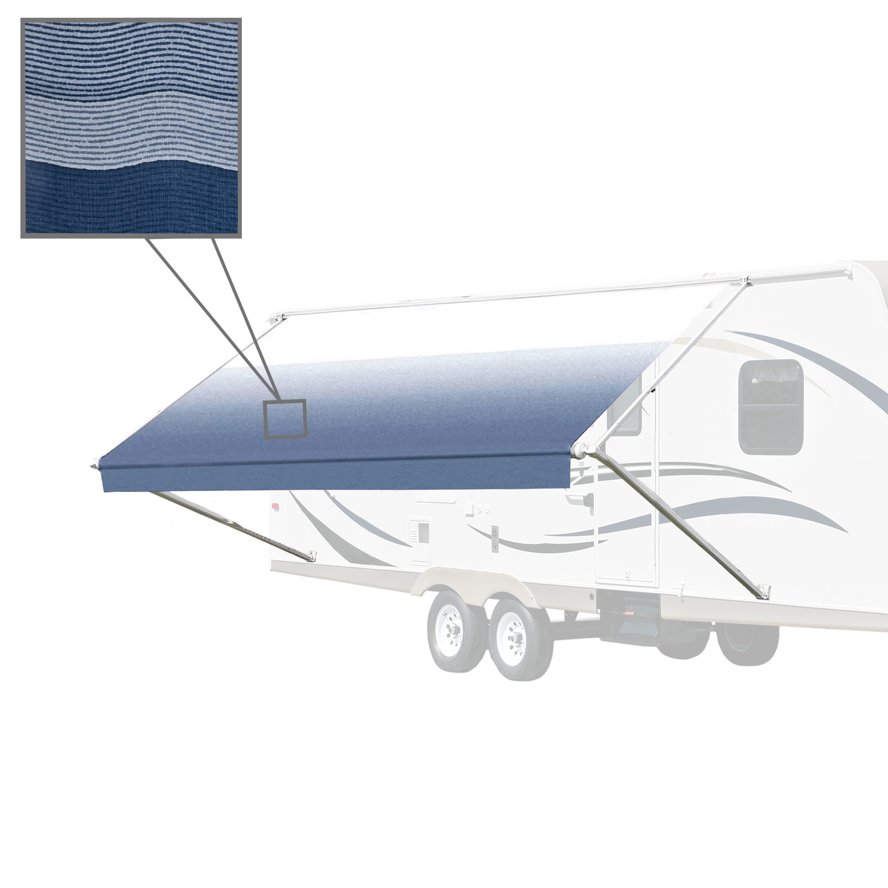 12X8 Feet Vinyl  RV Awning Fabric Replacement for Retractable Awning  BLUE STRIPES -  ALEKO, AL1034028