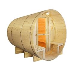 SB8PINECP-UNB Outdoor & Indoor Wet Dry Barrel Personal Sauna Bitumen Roofing ETL Electrical Heater, White Finland Pine - Pair of 8