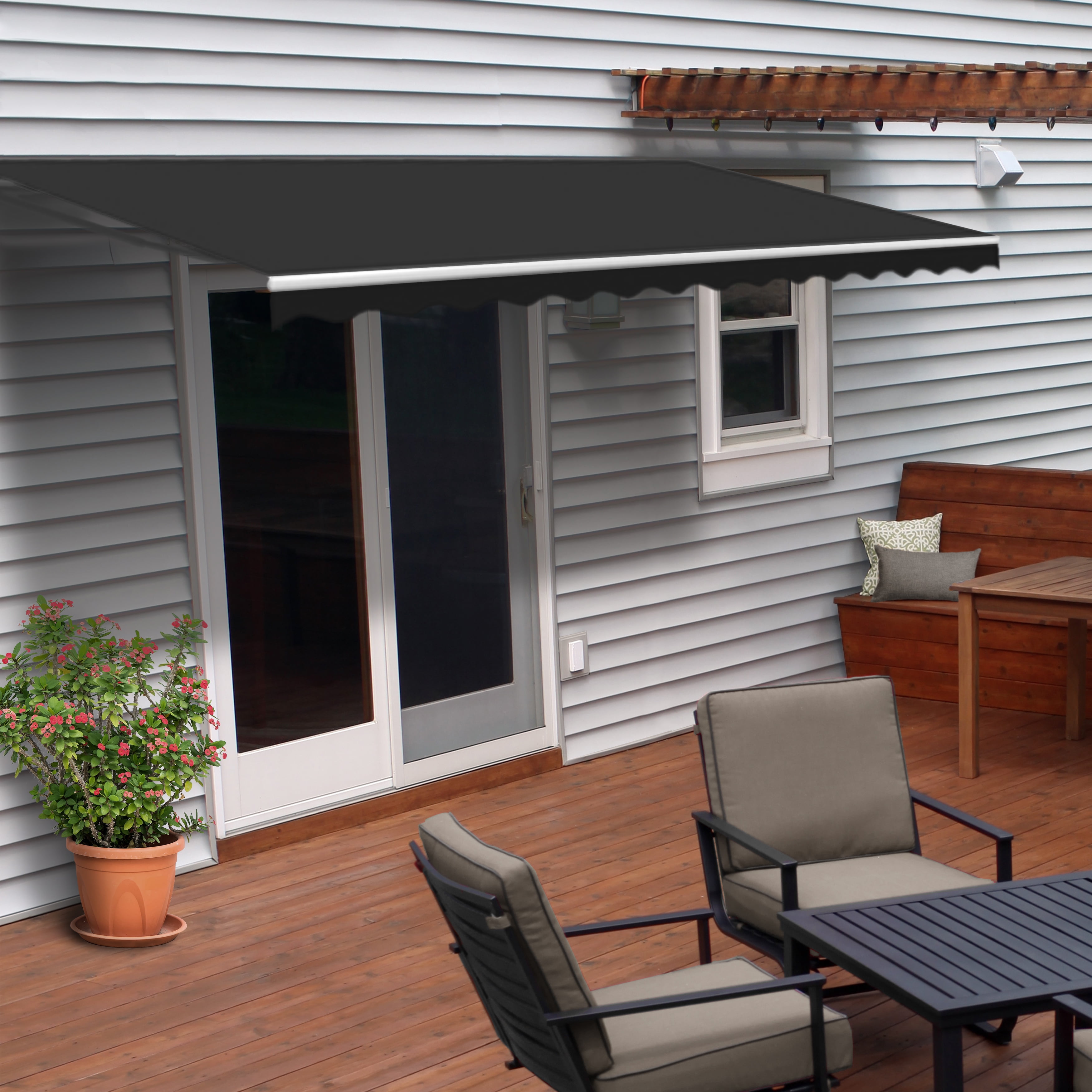 Retractable Motorized 16 x 10 Feet Home Patio Canopy Awning Sunshade Black