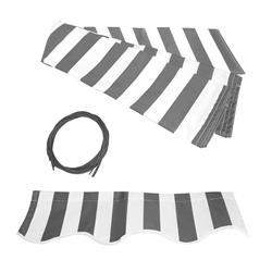 FAB12X10GREYWHT Farbric Awning Replacement for 12 X 10 Ft Retractable Patio Awning   Grey and White Striped