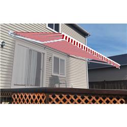 8 x 6.5 Feet Retractable Patio Awning Red and White Stripes -  ALEKO, AW8X6.5REDWHT05-UNB