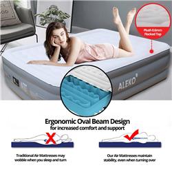 Picture of Aleko ABTWGY-UNB Air Mattress with Flocked Oval Top & Built-In Pump - Twin Size