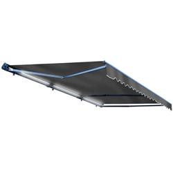 Motorized LED 12 x 10 ft. Half Cassette Retractable Awning, Grey