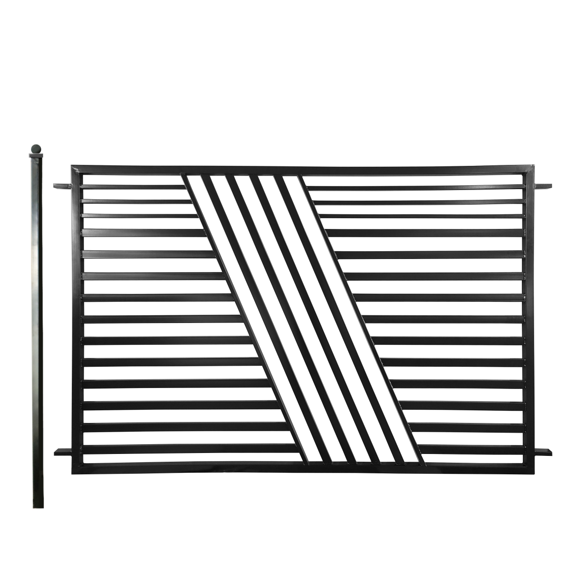 FENCESOF-UNB 8 x 5 ft. Modern Yard Garden Sofia Style Steel Fence, Black -  ALEKO, FENCEMIL