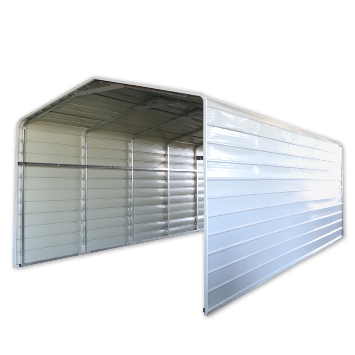 CPMS12X26GY-UNB 12 x 26 x 10 ft. Galvanized Steel Carport Canopy Shelter with Sidewalls, Gray
