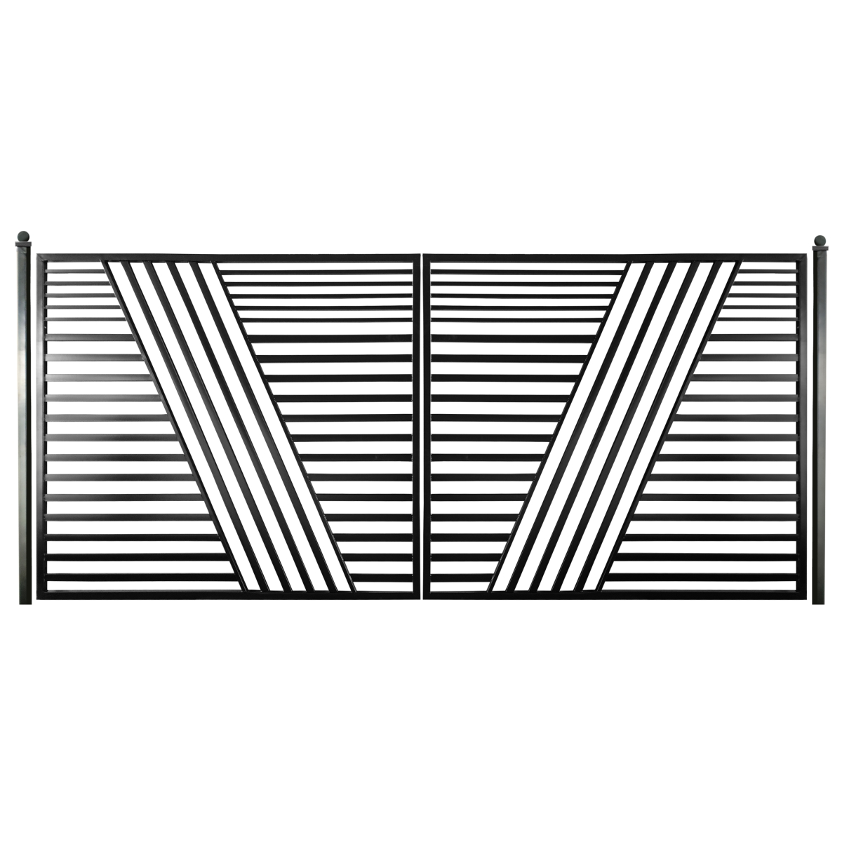 DG18SOFD-UNB 18 ft. Modern Yard Garden Sofia Style Dual Swing Steel Driveway Gate, Black