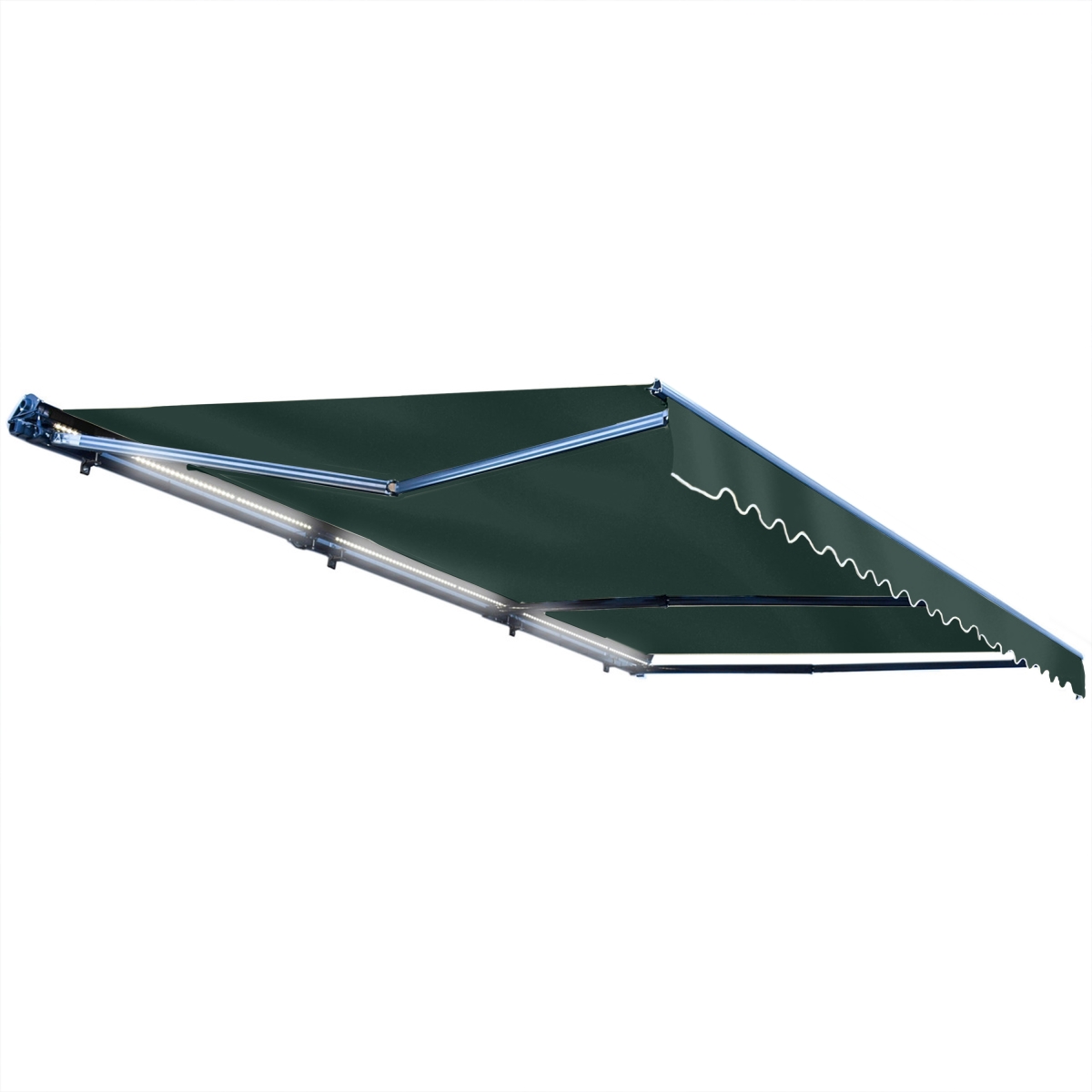 AWCL16X10GREEN166-UNB 16 x 10 ft. LED Motorized Half Cassette Retractable Home Patio Awning, Green