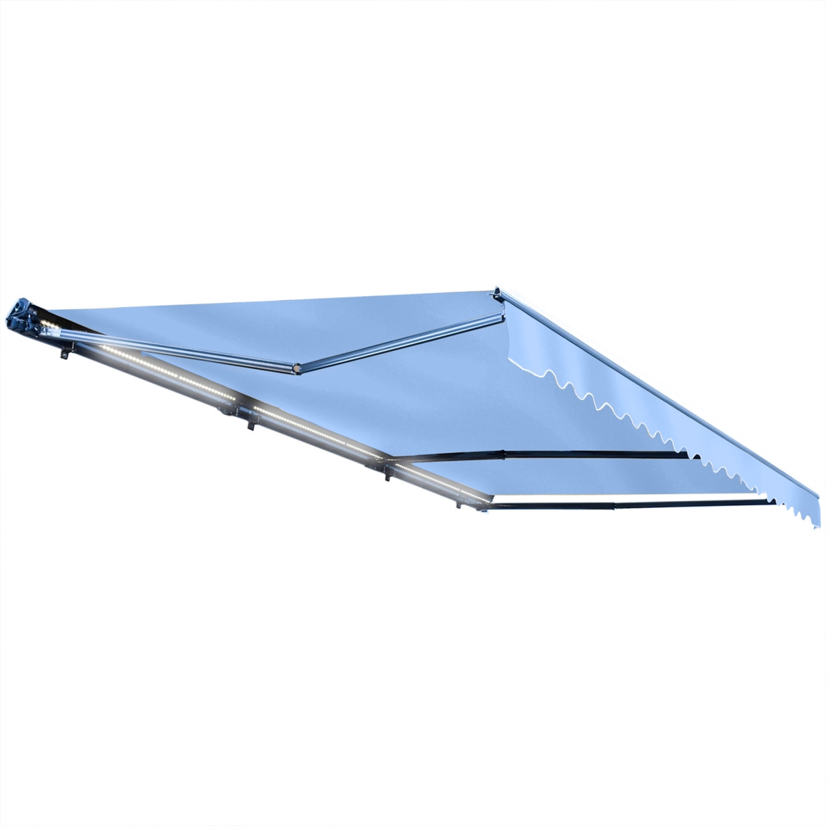 AWCL16X10LBLUE068-UNB 16 x 10 ft. Motorized Half Cassette Retractable Home Patio Awning, Sky Blue