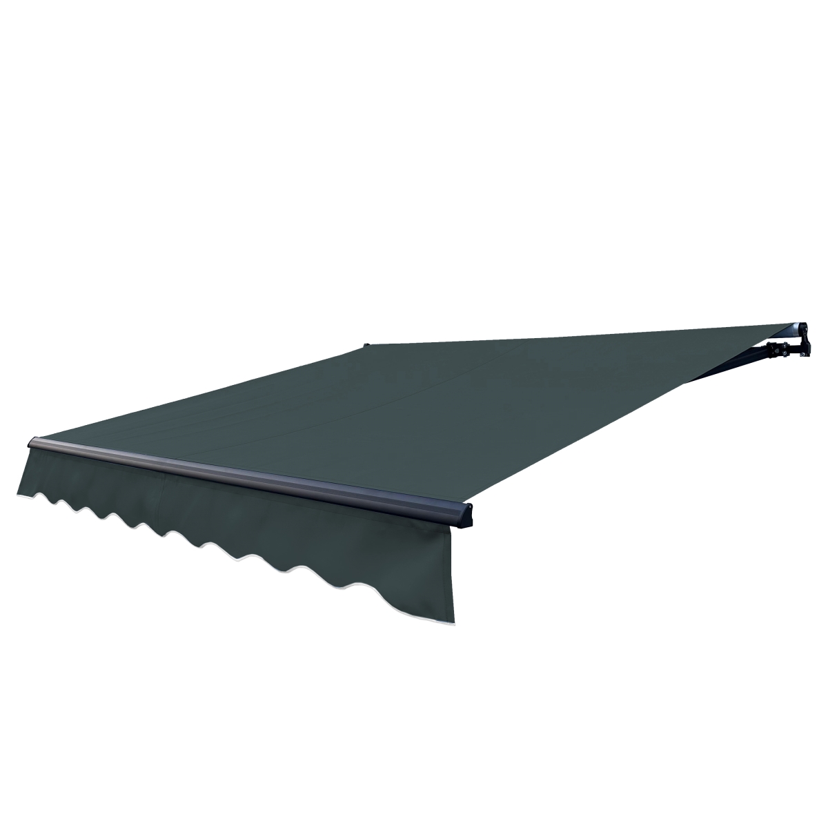AB12X10GREEN166-UNB 12 x 10 ft. Retractable Canopy Black Frame Home Patio Awning, Green