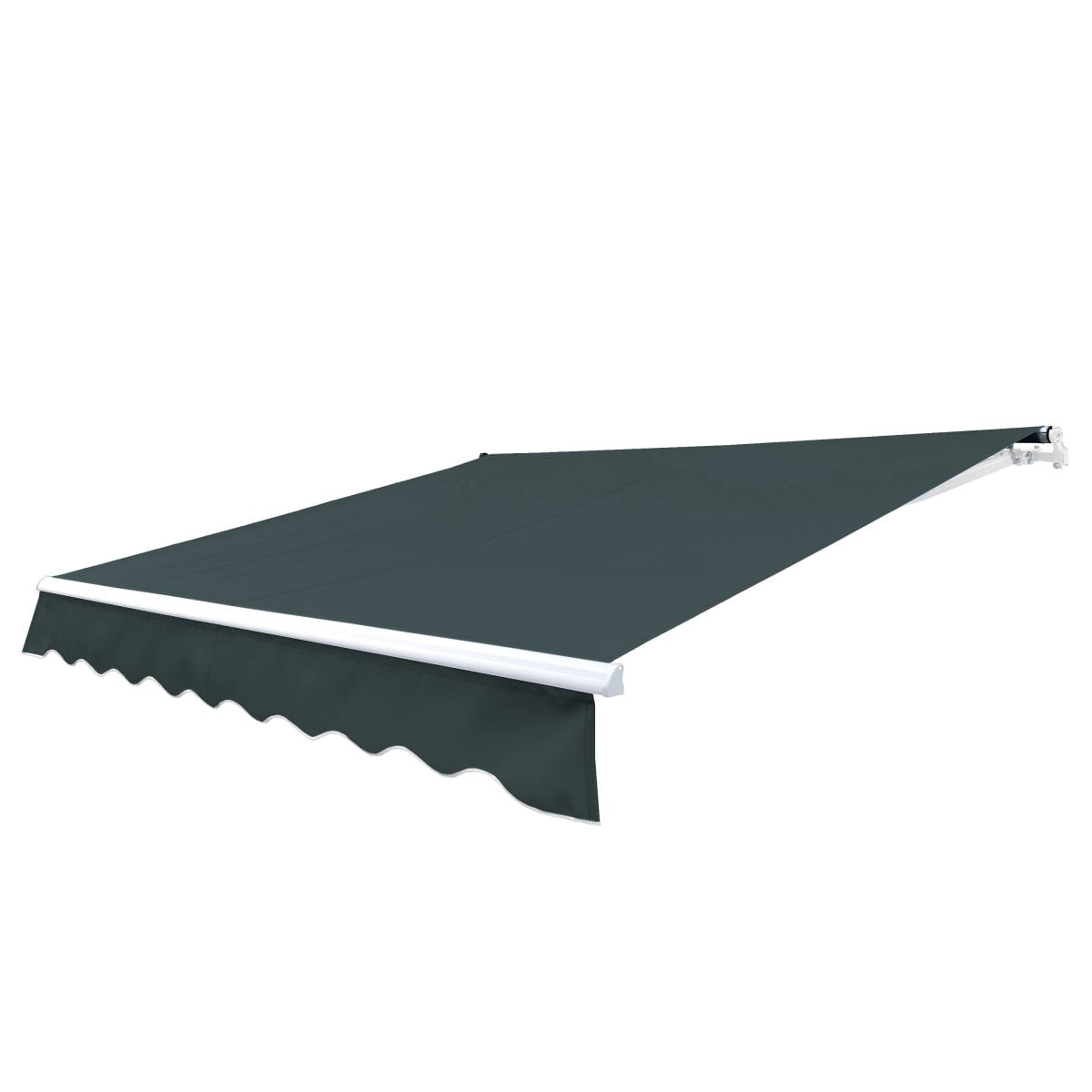 AW12X10GREEN166-UNB 12 x 10 ft. Manual Canopy Sunshade Retractable Home Patio Awning, Green