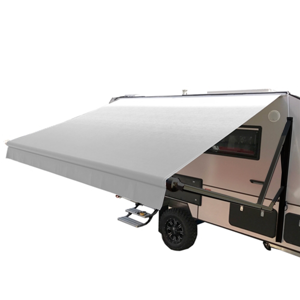RVABWM16X8GREY26-UNB 16 x 8 ft. Motorized Patio Camping Canopy Retractable RV Awning, Gray -  ALEKO