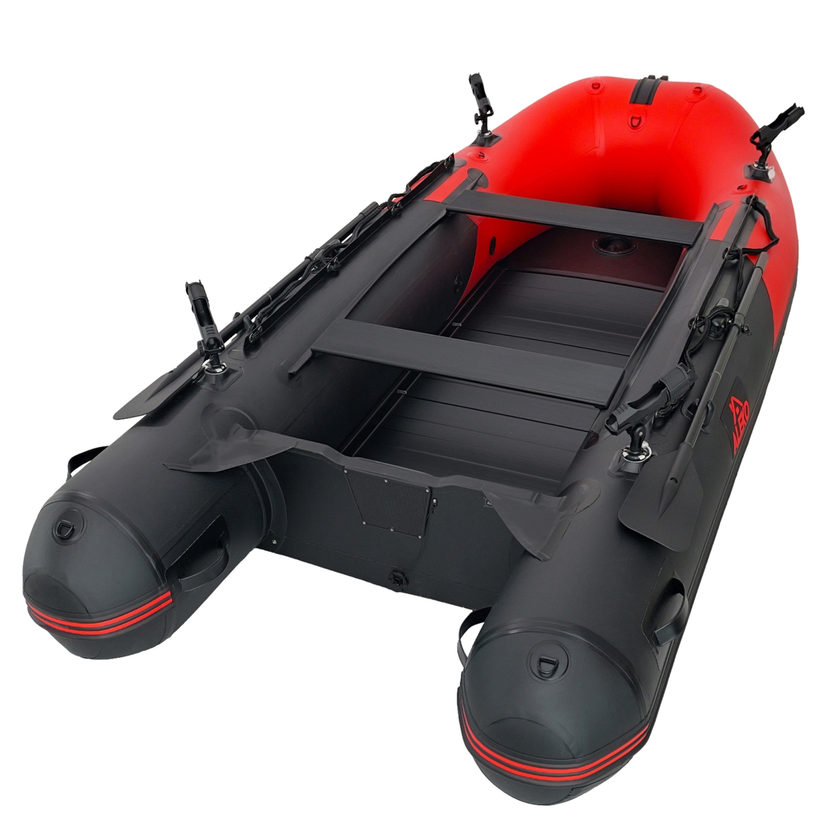 Picture of ALEKO BT125RBK-UNB 12.5 ft. Inflatable Fishing Boat with Aluminum Floor&#44; Red & Black