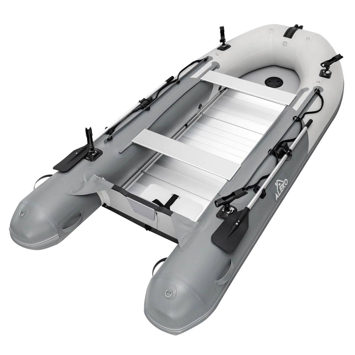 Picture of ALEKO BT125DLGA-UNB 12.5 ft. Inflatable Fishing Boat with Aluminum Floor&#44; Light & Dark Gray