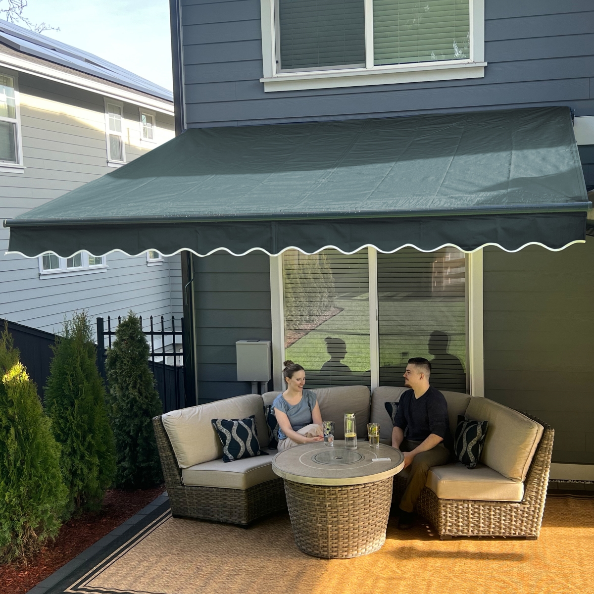 ABM13X10GREEN166-UNB 13 x 10 ft. Motorized Retractable Home Patio Canopy Awning, Forest Green -  ALEKO