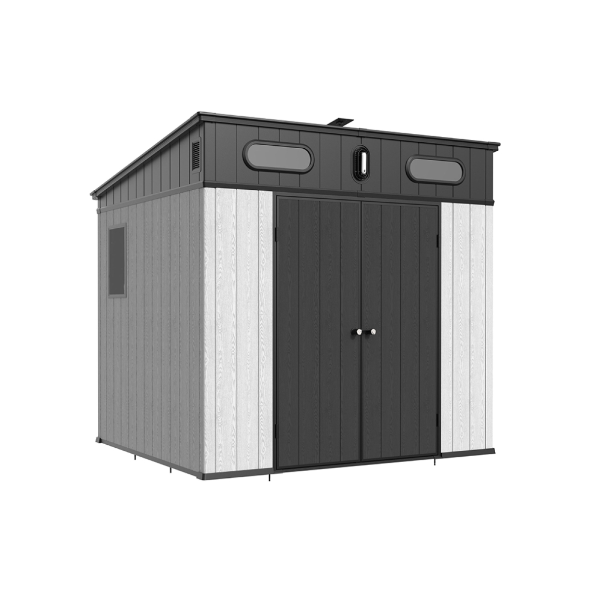 OPSH8X7BLKG-UNB  Outdoor Shed 8 x 7 ft Solar Powered Lighting Garden Tool Storage w/ Floor -  ALEKO