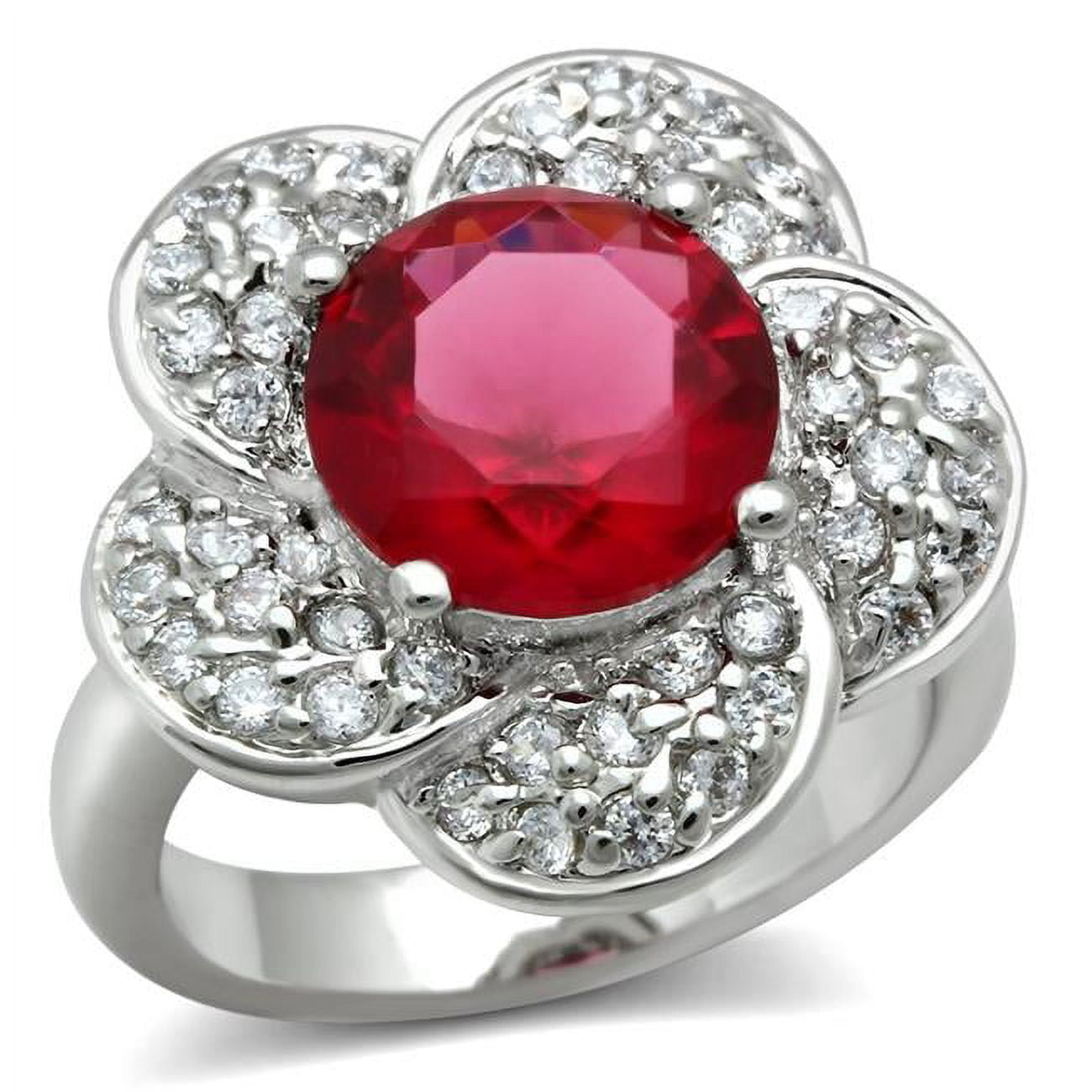 Women Rhodium Brass Ring with Synthetic in Siam - Size 9