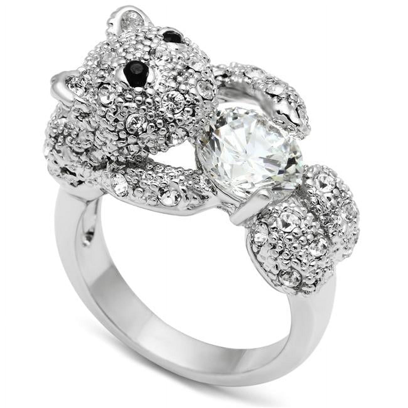 Women Rhodium Brass Ring with AAA Grade CZ in Clear - Size 7