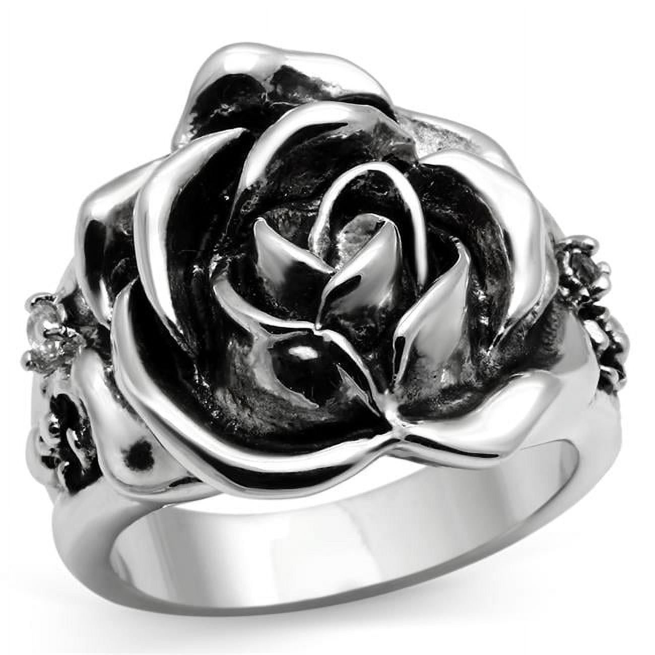 Women Rhodium Brass Ring with AAA Grade CZ in Clear - Size 8