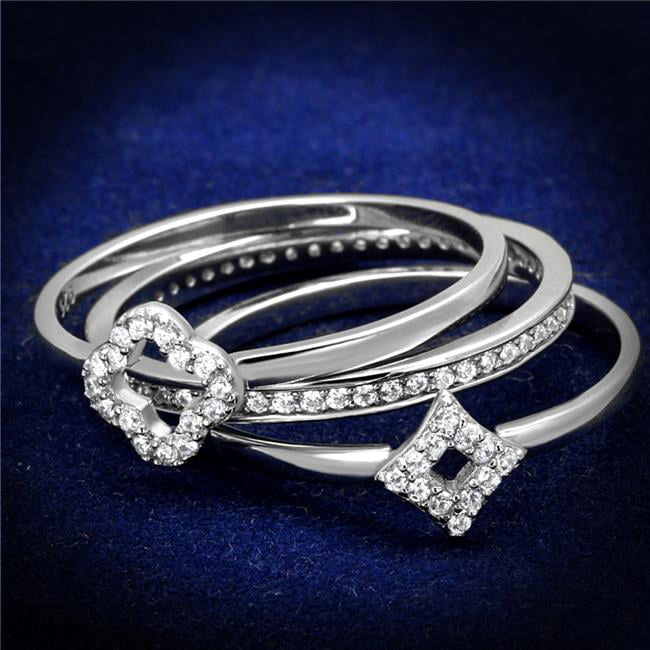 TS491-6 Women Rhodium 925 Sterling Silver Ring with AAA Grade CZ in Clear - Size 6