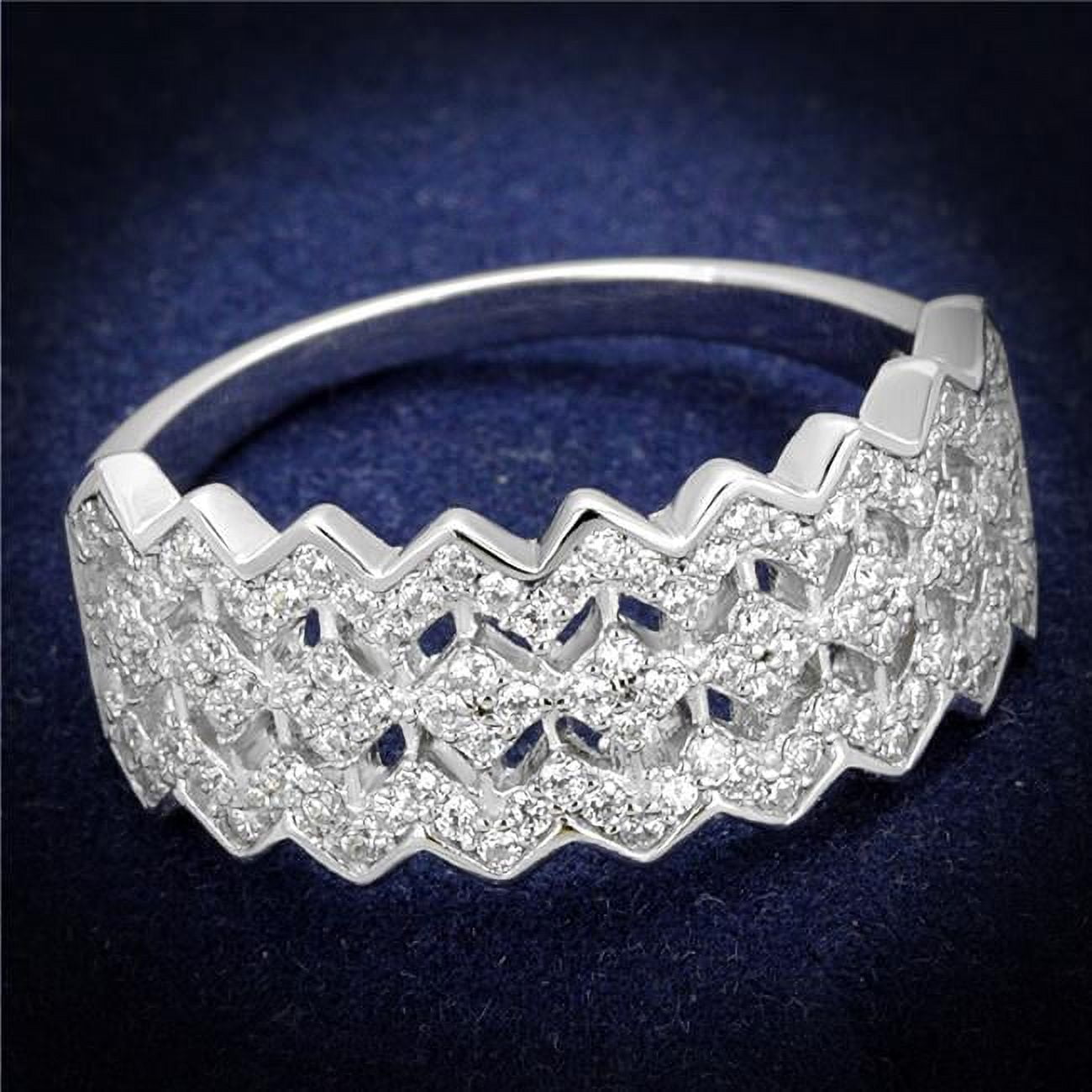 TS517-7 Women Rhodium 925 Sterling Silver Ring with AAA Grade CZ in Clear - Size 7