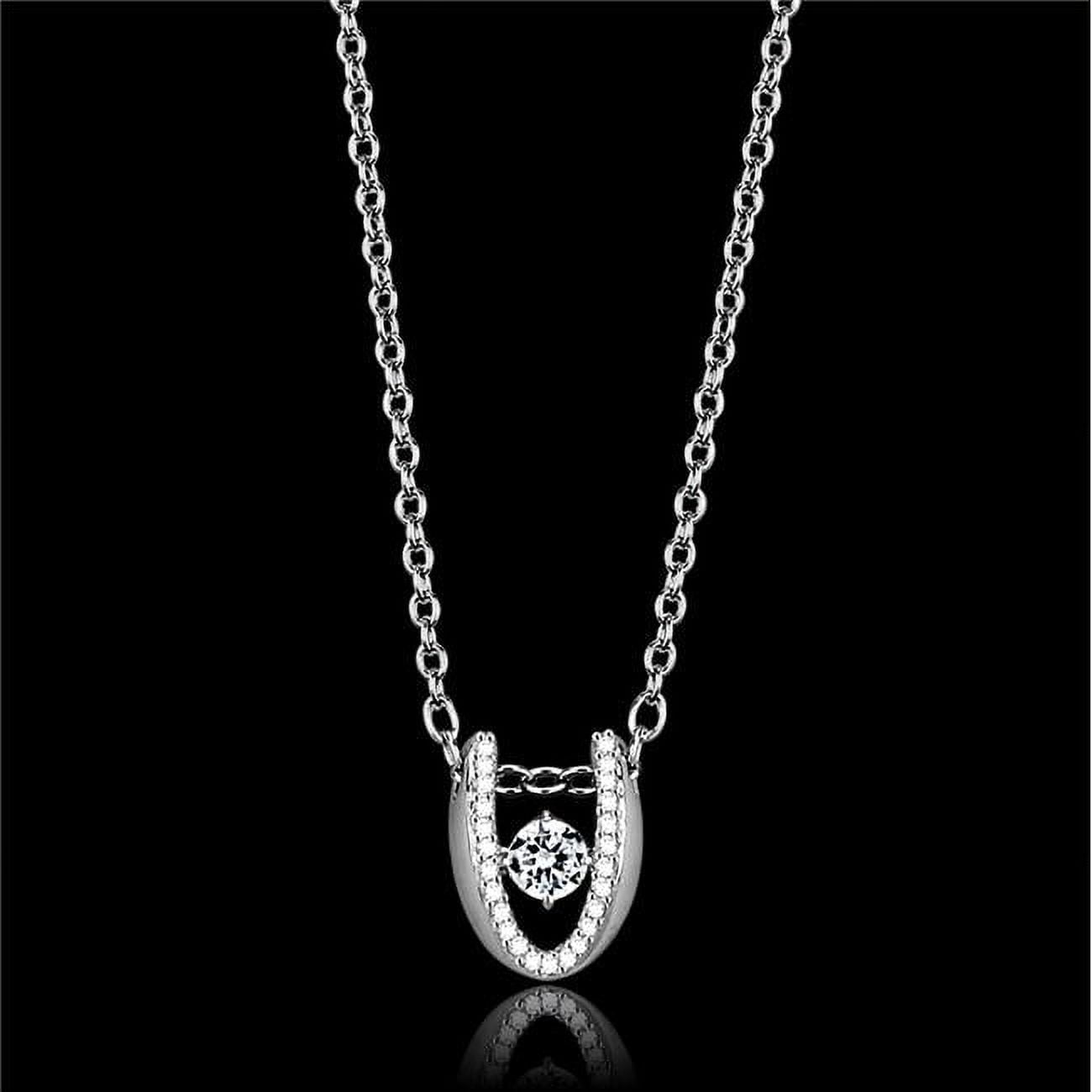 TS572-18 Women Rhodium 925 Sterling Silver Necklace with AAA Grade CZ in Clear - 18 in.