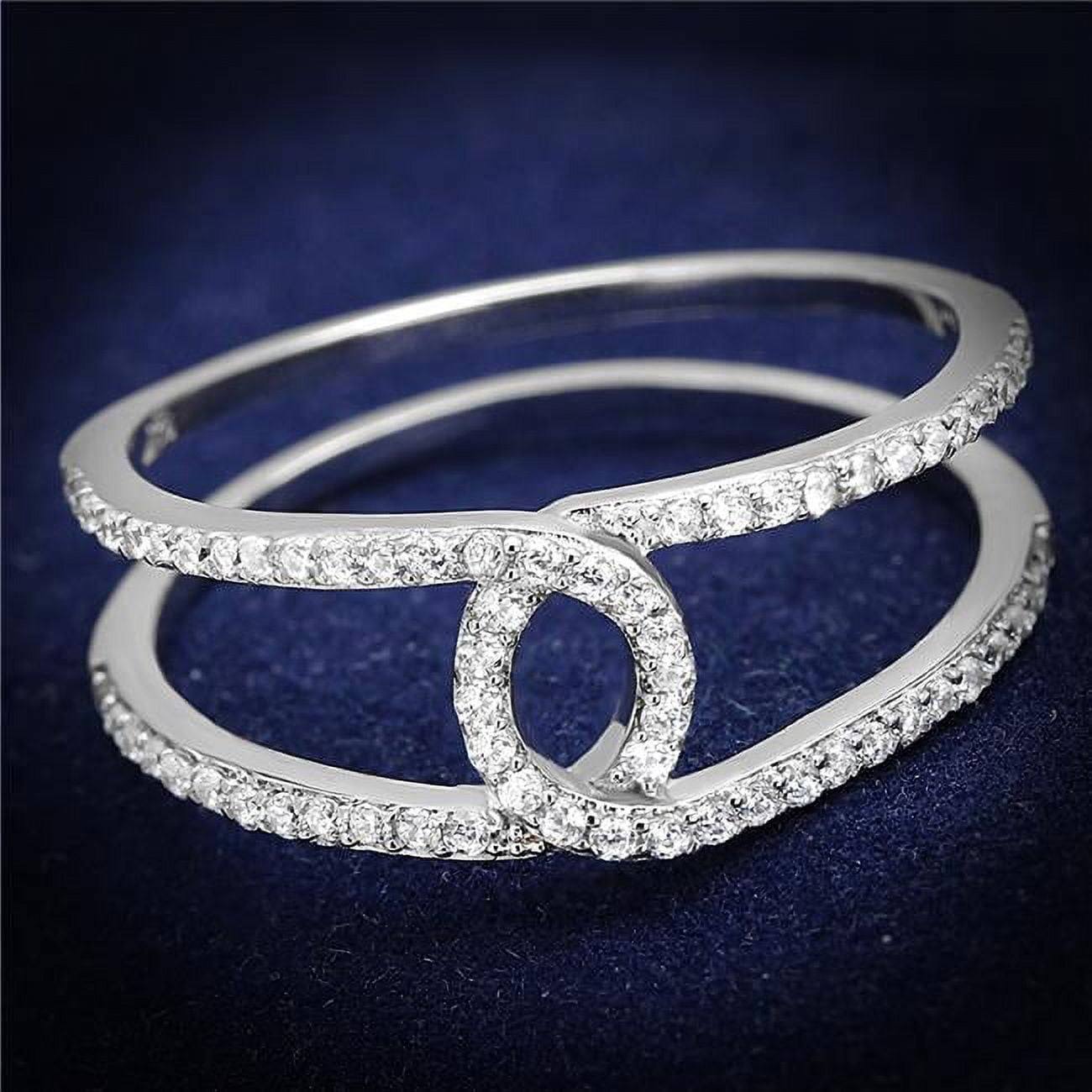 TS575-5 Women Rhodium 925 Sterling Silver Ring with AAA Grade CZ in Clear - Size 5