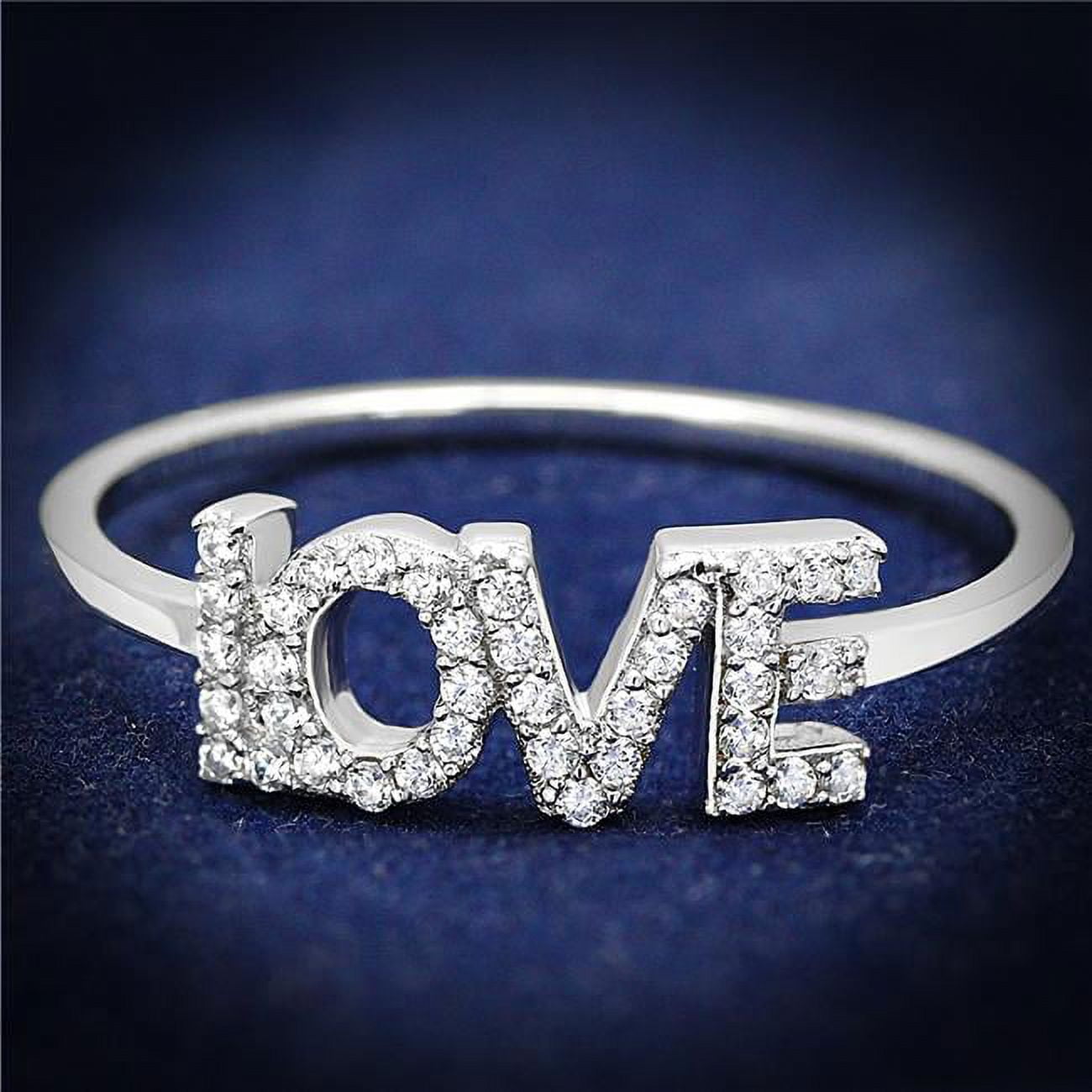 TS580-6 Women Rhodium 925 Sterling Silver Ring with AAA Grade CZ in Clear - Size 6