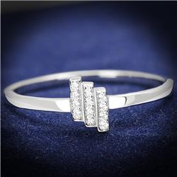 TS584-9 Women Rhodium 925 Sterling Silver Ring with AAA Grade CZ in Clear - Size 9