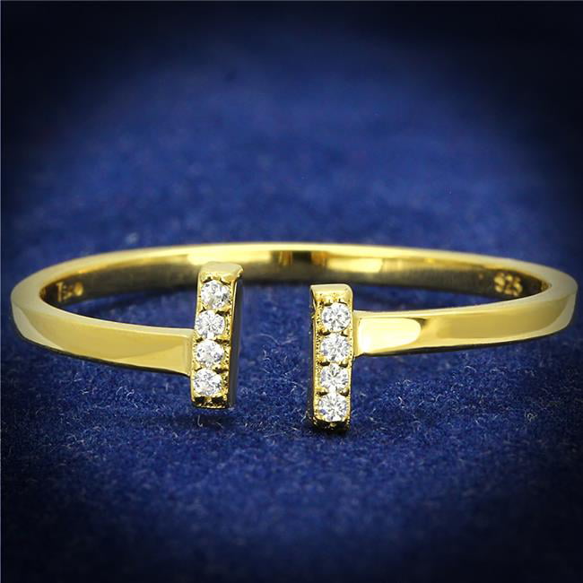 TS595-9 Women Gold 925 Sterling Silver Ring with AAA Grade CZ in Clear - Size 9