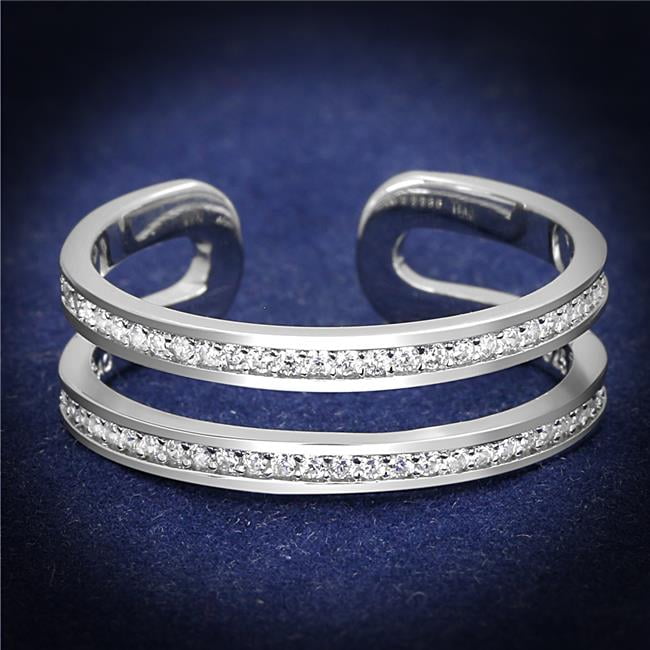 TS605-8 Women Rhodium 925 Sterling Silver Ring with AAA Grade CZ in Clear - Size 8