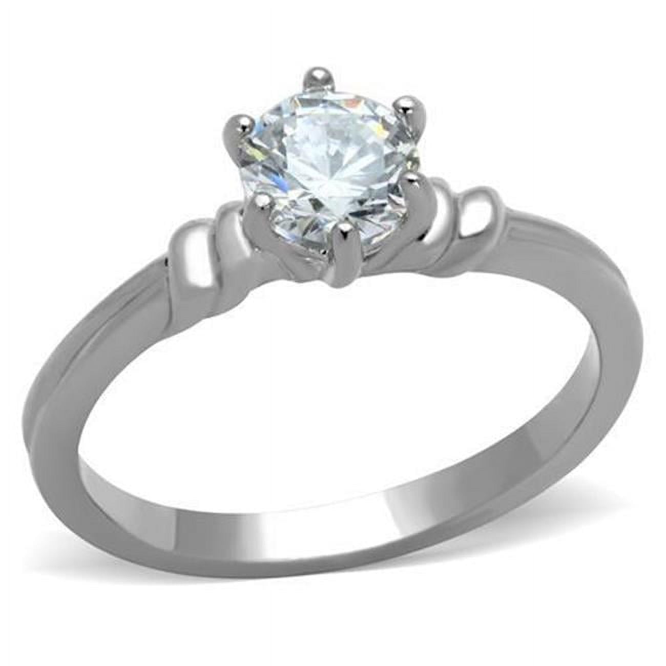 TK1431-5 Women High Polished Stainless Steel Ring with AAA Grade CZ in Clear - Size 5