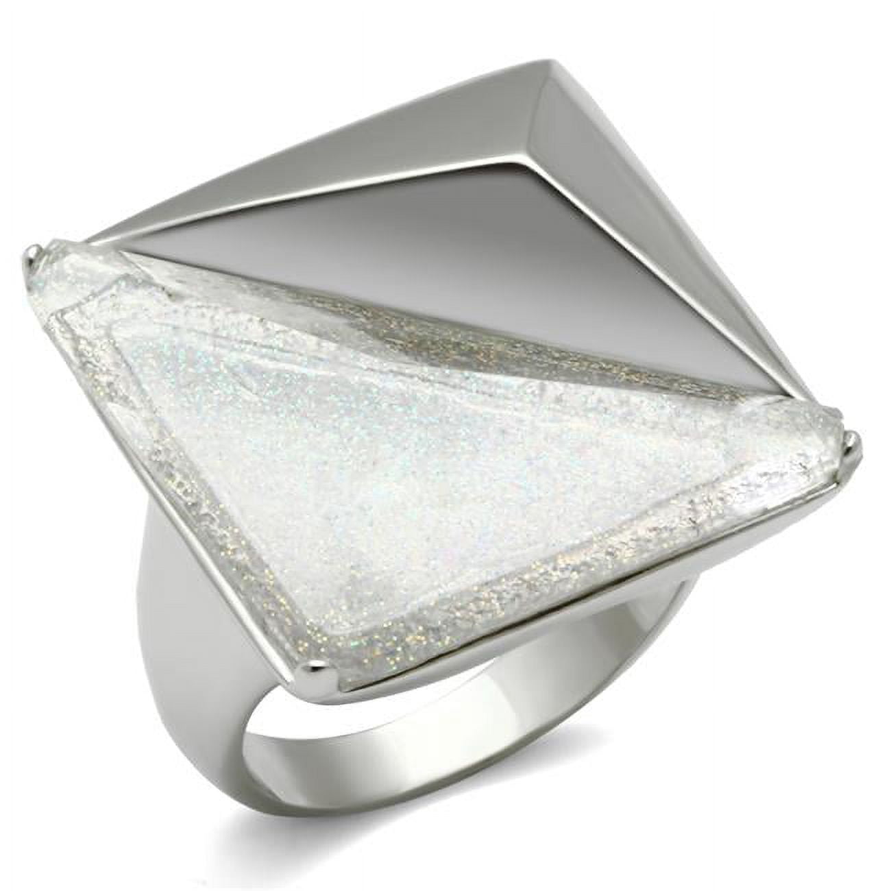 Women Rhodium Brass Ring with Synthetic in Aurora Borealis Rainbow Effect - Size 6