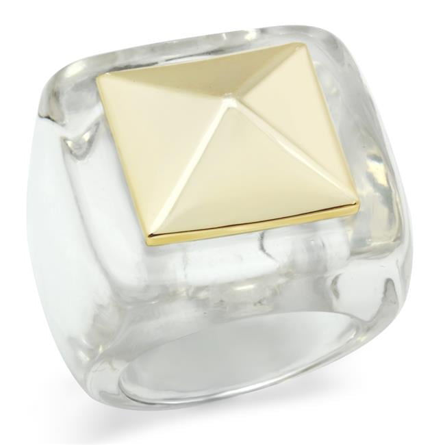 Women Gold Brass Ring with Synthetic in Clear - Size 9