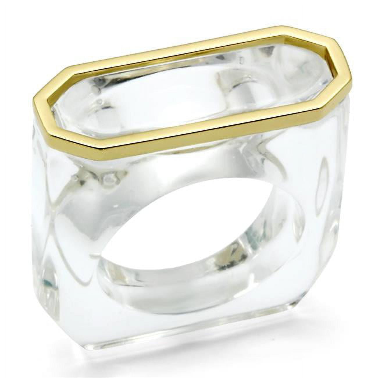 Women Gold Brass Ring with Synthetic in Clear - Size 7