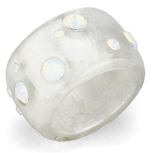 Women Resin Ring with Top Grade Crystal in Aurora Borealis Rainbow Effect - Size 7