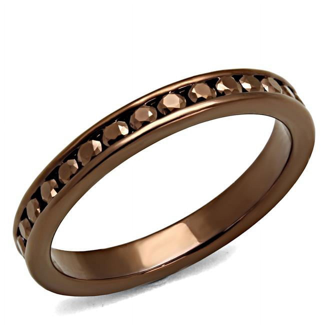 Women IP Coffee Light Brass Ring with AAA Grade CZ in Brown - Size 10