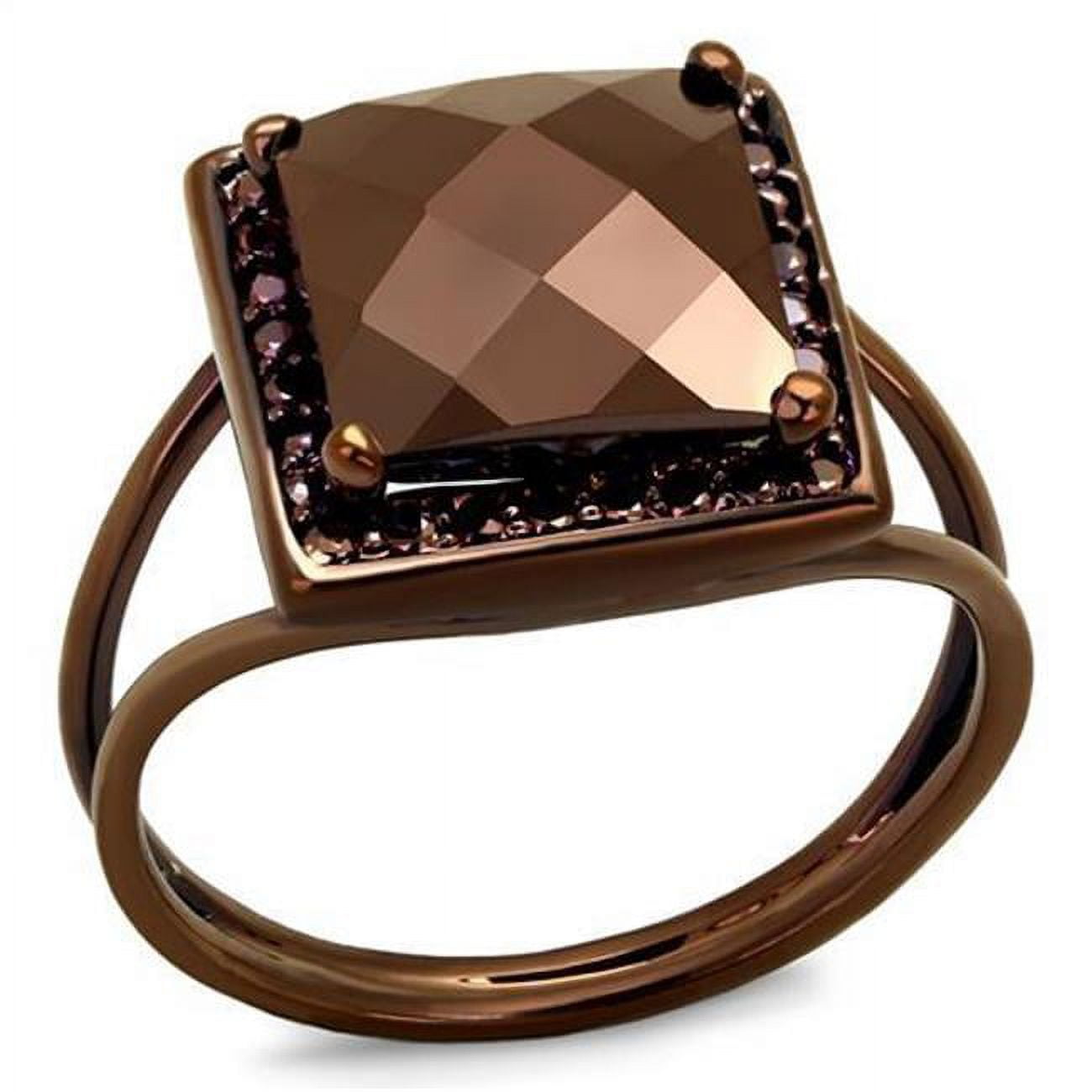 Women IP Coffee Light Brass Ring with AAA Grade CZ in Light Coffee - Size 5