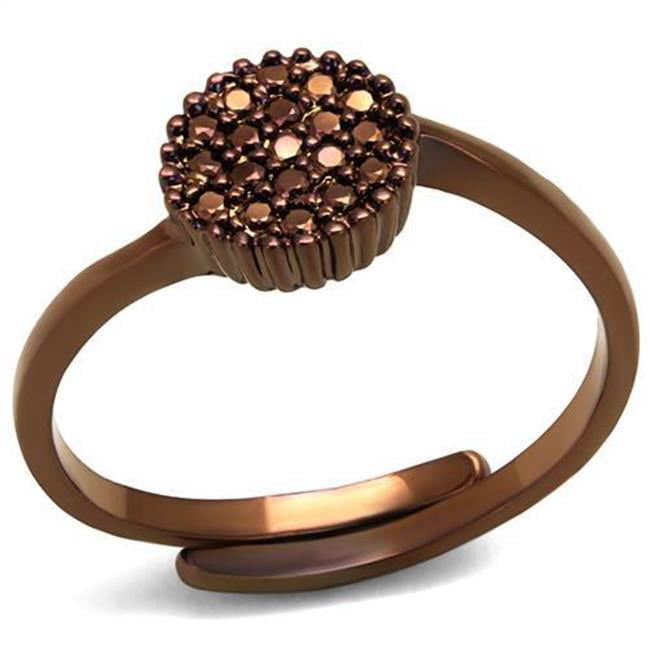 Women IP Coffee Light Brass Ring with AAA Grade CZ in Light Coffee - Size 5
