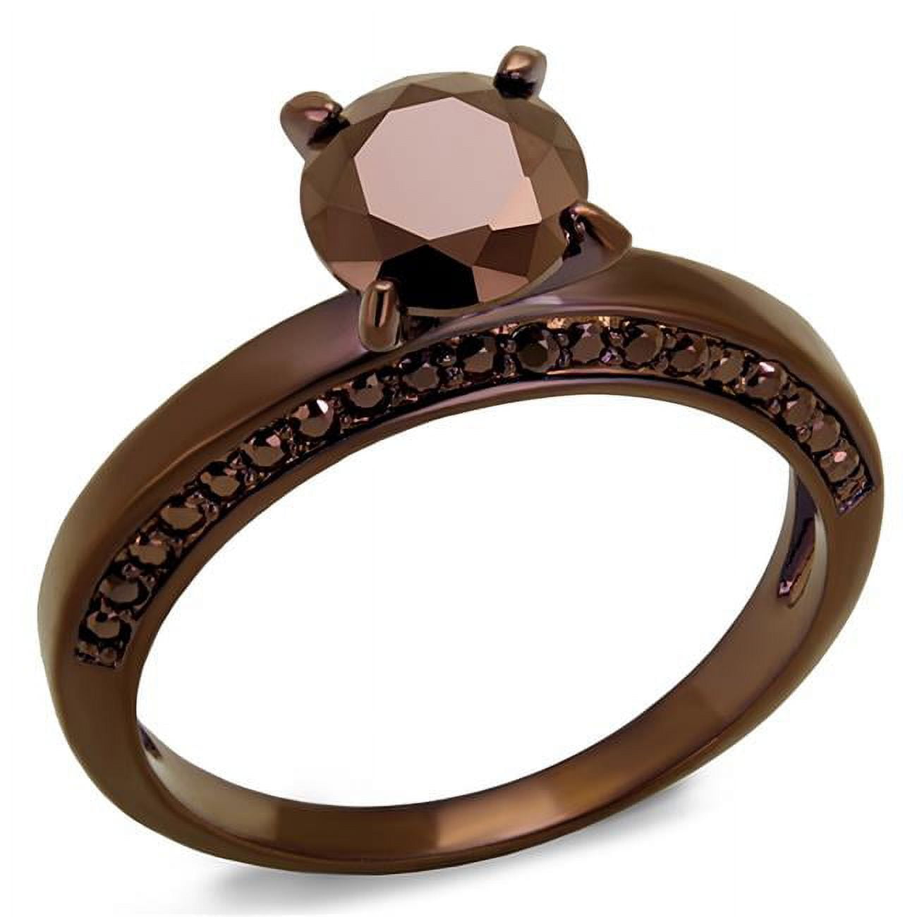 Women IP Coffee Light Brass Ring with AAA Grade CZ in Light Coffee - Size 5