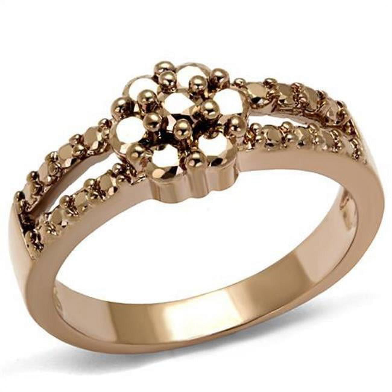3W1192-6 Women IP Rose Gold Brass Ring with AAA Grade CZ in Metallic Light Gold - Size 6