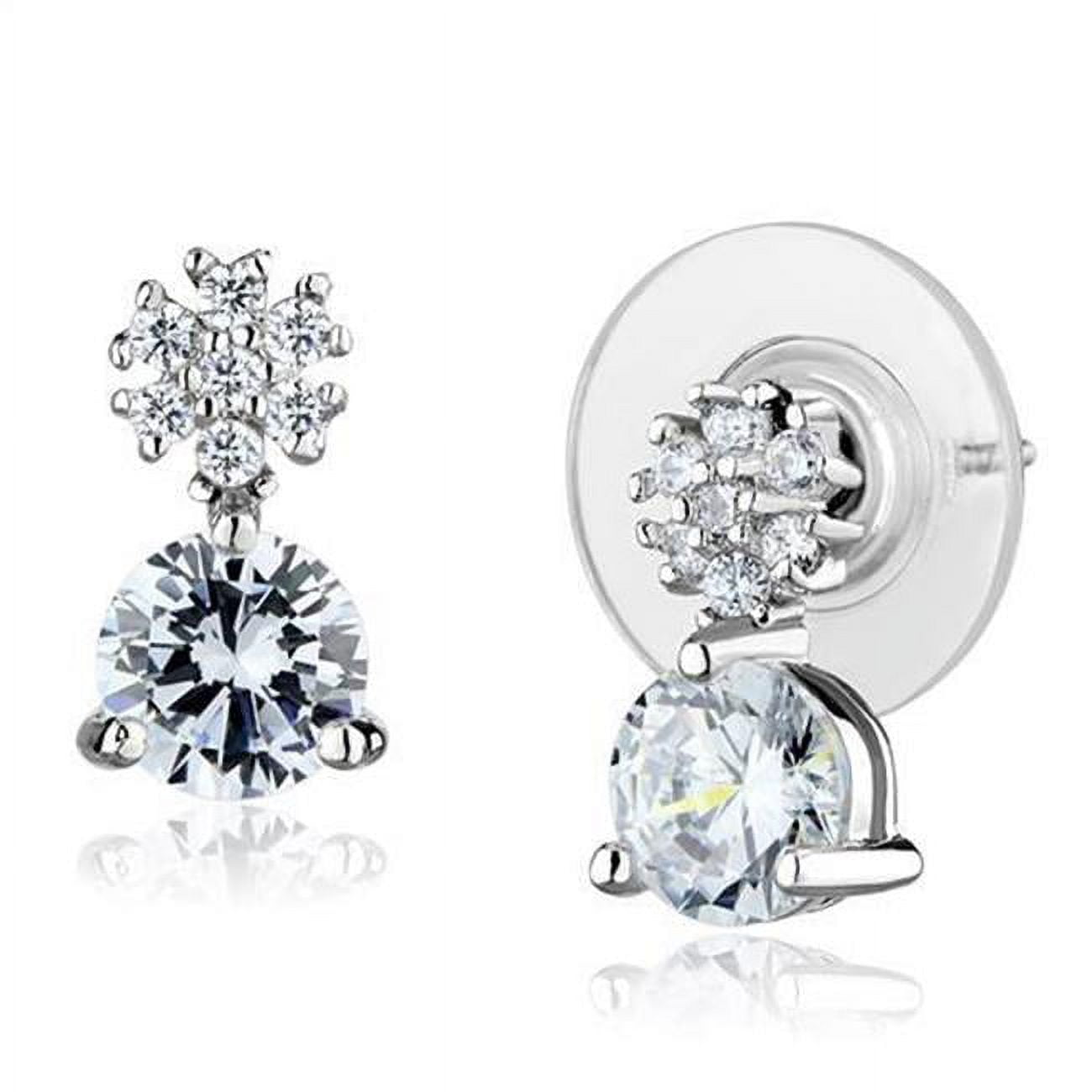 Picture of Alamode 3W1283 Women Rhodium Brass Earrings with AAA Grade CZ in Clear