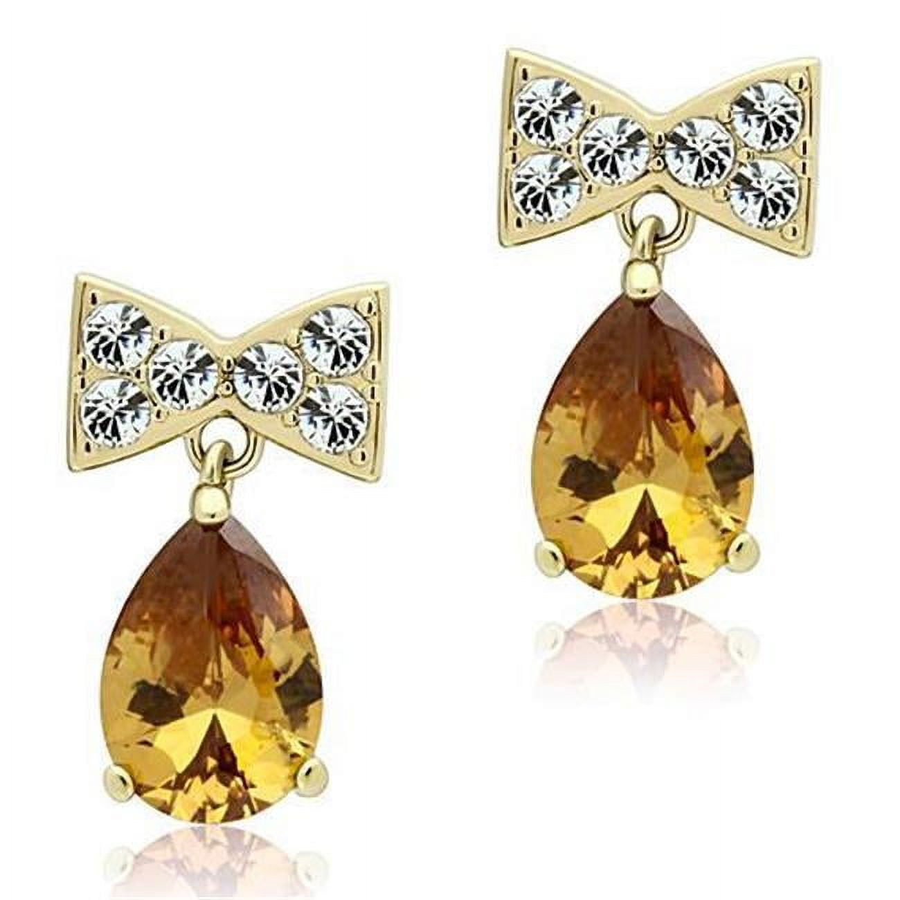 Picture of Alamode TK1487 Women IP Gold Stainless Steel Earrings with AAA Grade CZ in Champagne