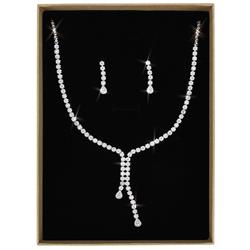 Picture of Alamode 3W1429-16.5 Women Rhodium Brass Jewelry Sets with AAA Grade CZ in Clear - 16.5 in.