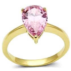 TK1508-10 Women IP Gold Stainless Steel Ring with AAA Grade CZ in Rose - Size 10